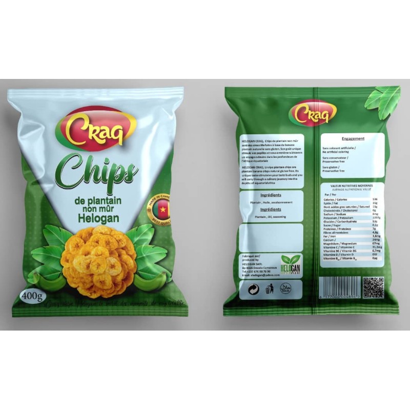 CRAQ NON-RIPE PLANTAIN CHIPS 400G